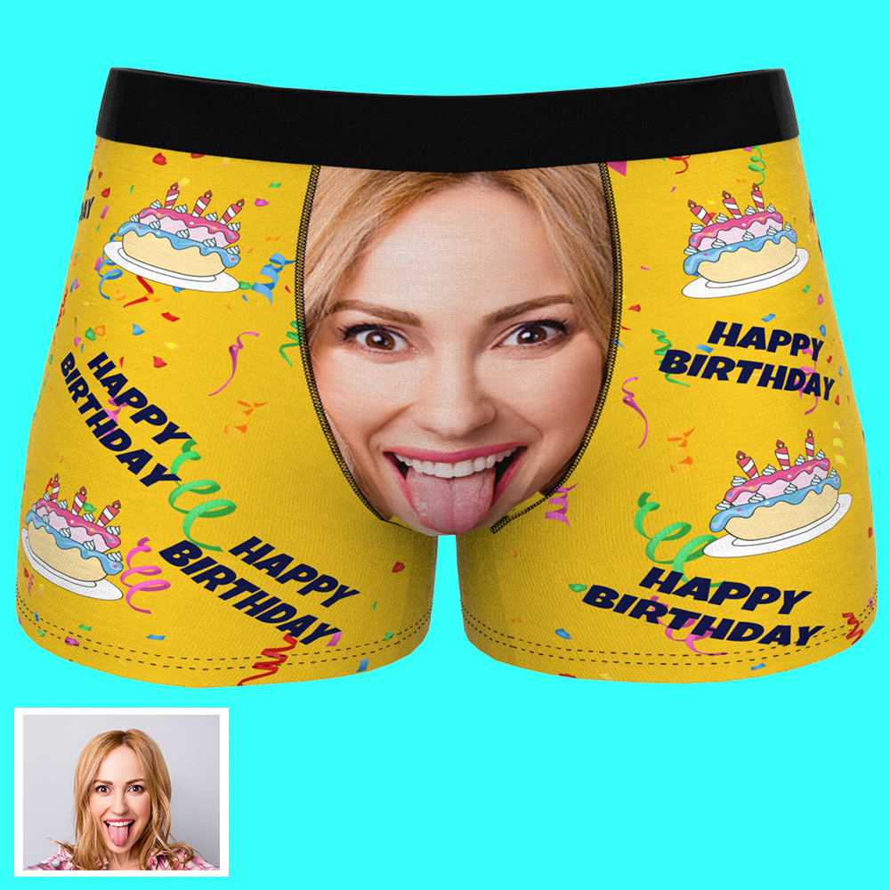 Custom Face Boxer Men's Underwear Happy Birthday Gifts For Boyfriend - MyFaceBoxer
