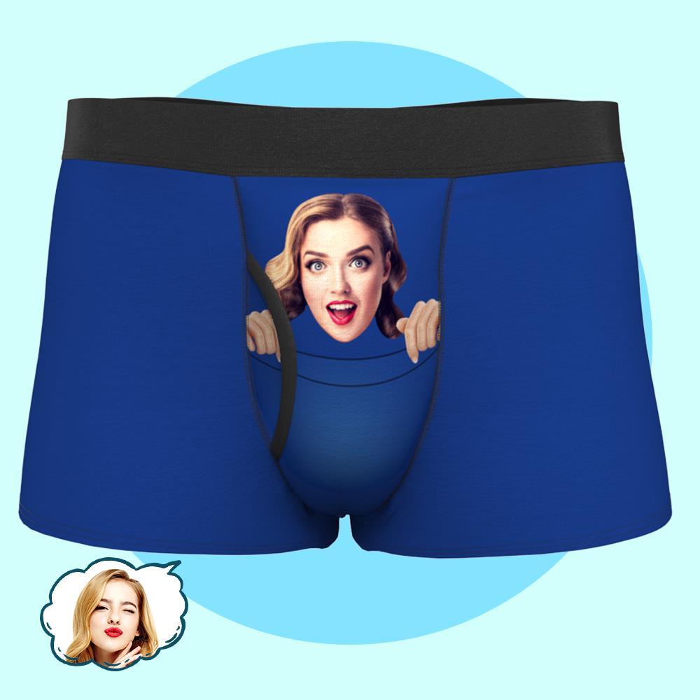 Men Custom Pocket Boxers Personalized Girlfriend Face Boxer Gift for Him - MyFaceBoxer