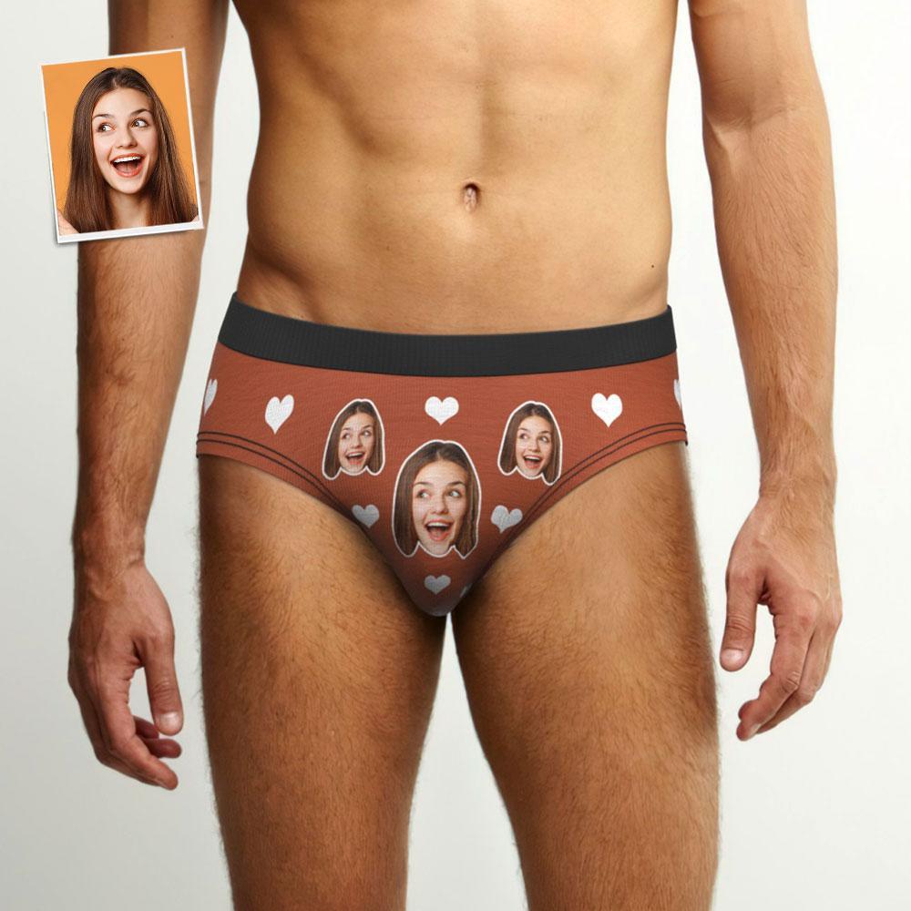 Men's Custom Briefs Girlfriend Face Underwear Customized Heart Briefs Gift For Men - MyFaceBoxer