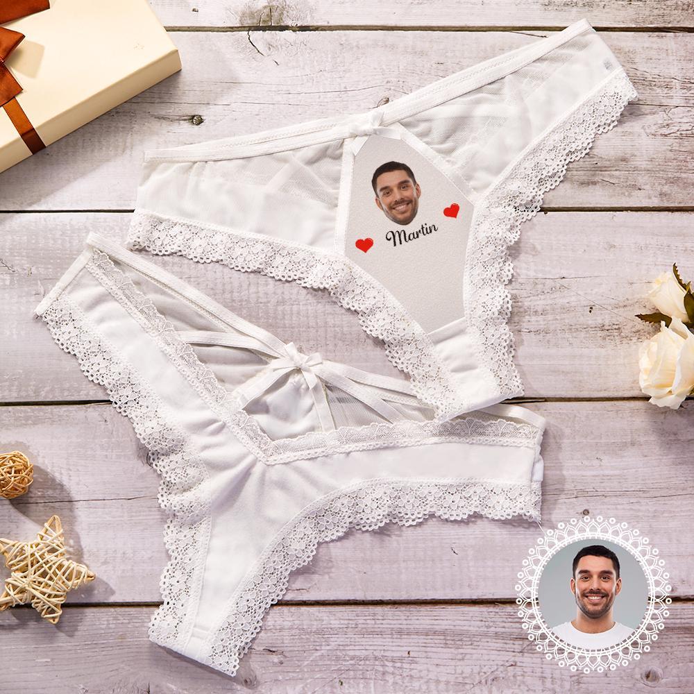 Custom Sexy Lace Thong Black Lace Thong Add Boyfriend Face and Name - MyFaceBoxer