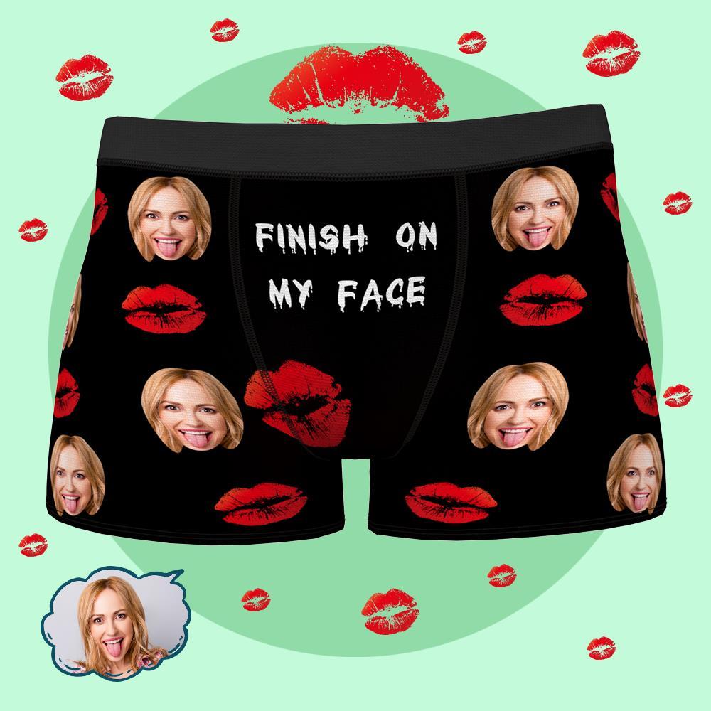 Custom Face Boxer FINISH ON MY FACE Personalize Photo Underwear for Men Gifts for Boyfriend - MyFaceBoxer