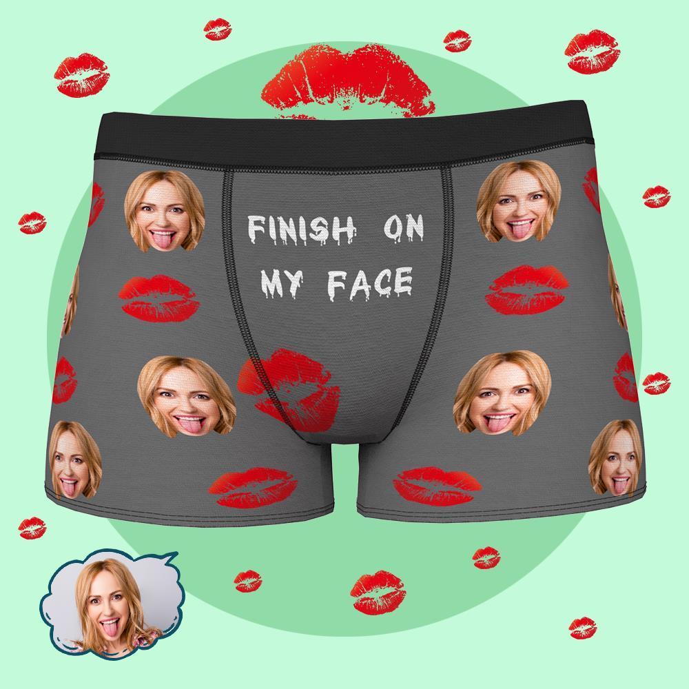 Custom Face Boxer FINISH ON MY FACE Personalize Photo Underwear for Men Gifts for Boyfriend - MyFaceBoxer