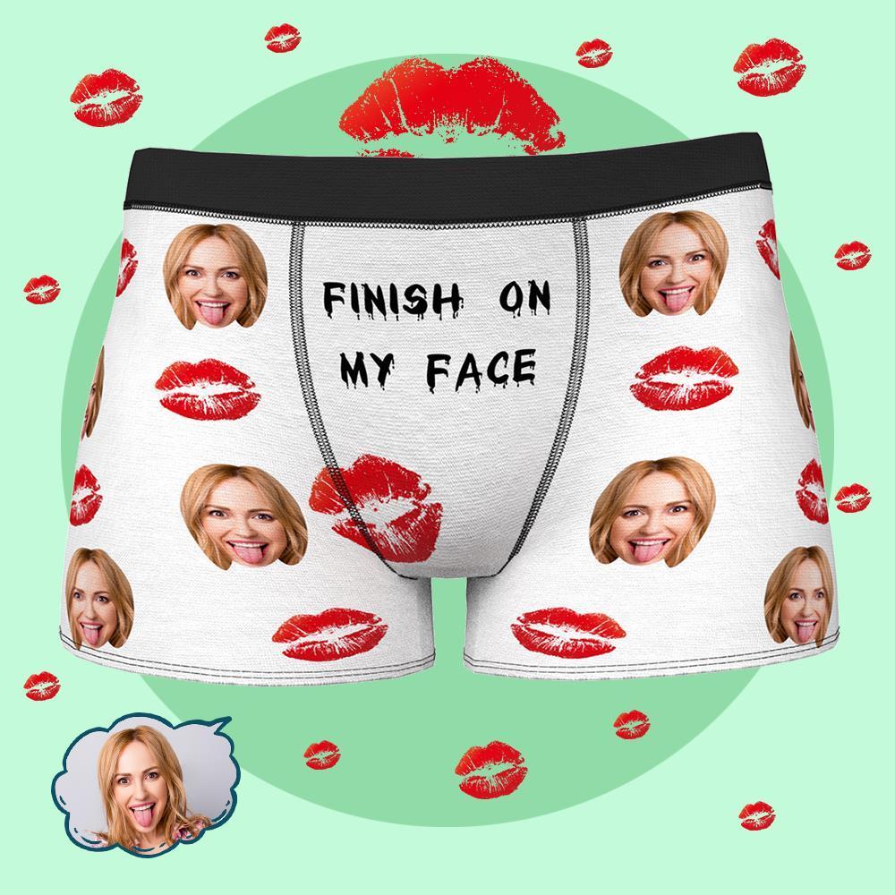 Custom Face Boxer FINISH ON MY FACE Personalize Photo Underwear for Men Gifts for Boyfriend - MyFaceBoxer