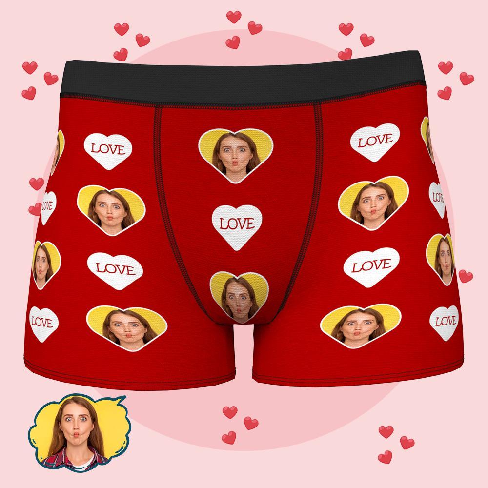Custom Funny Face Boxers Personalised Photo Underwear Gift for Men - Love Heart - MyFaceBoxer