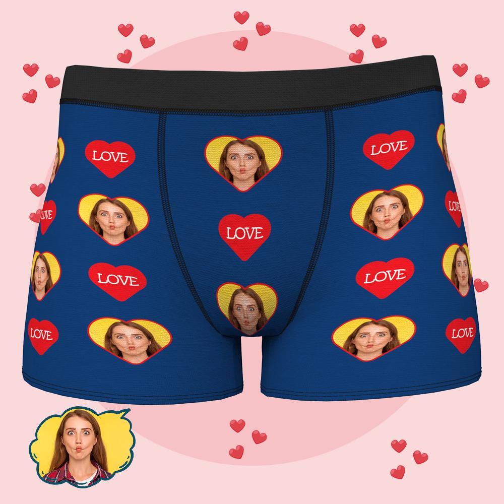 Custom Funny Face Boxers Personalised Photo Underwear Gift for Men - Love Heart - MyFaceBoxer
