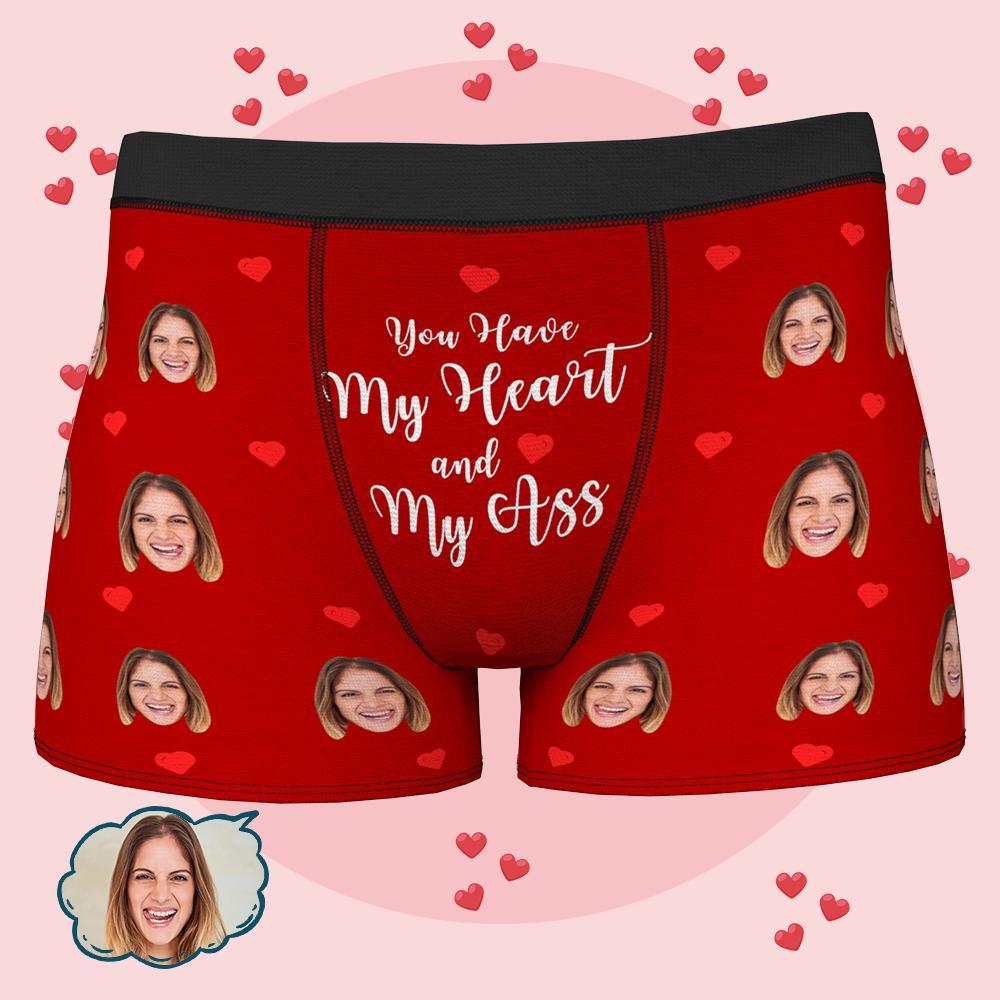 Personalised Funny Face Boxers Custom Photo Underwear Christmas Gift for Men-You Have My Heart and My Kiss - MyFaceBoxer