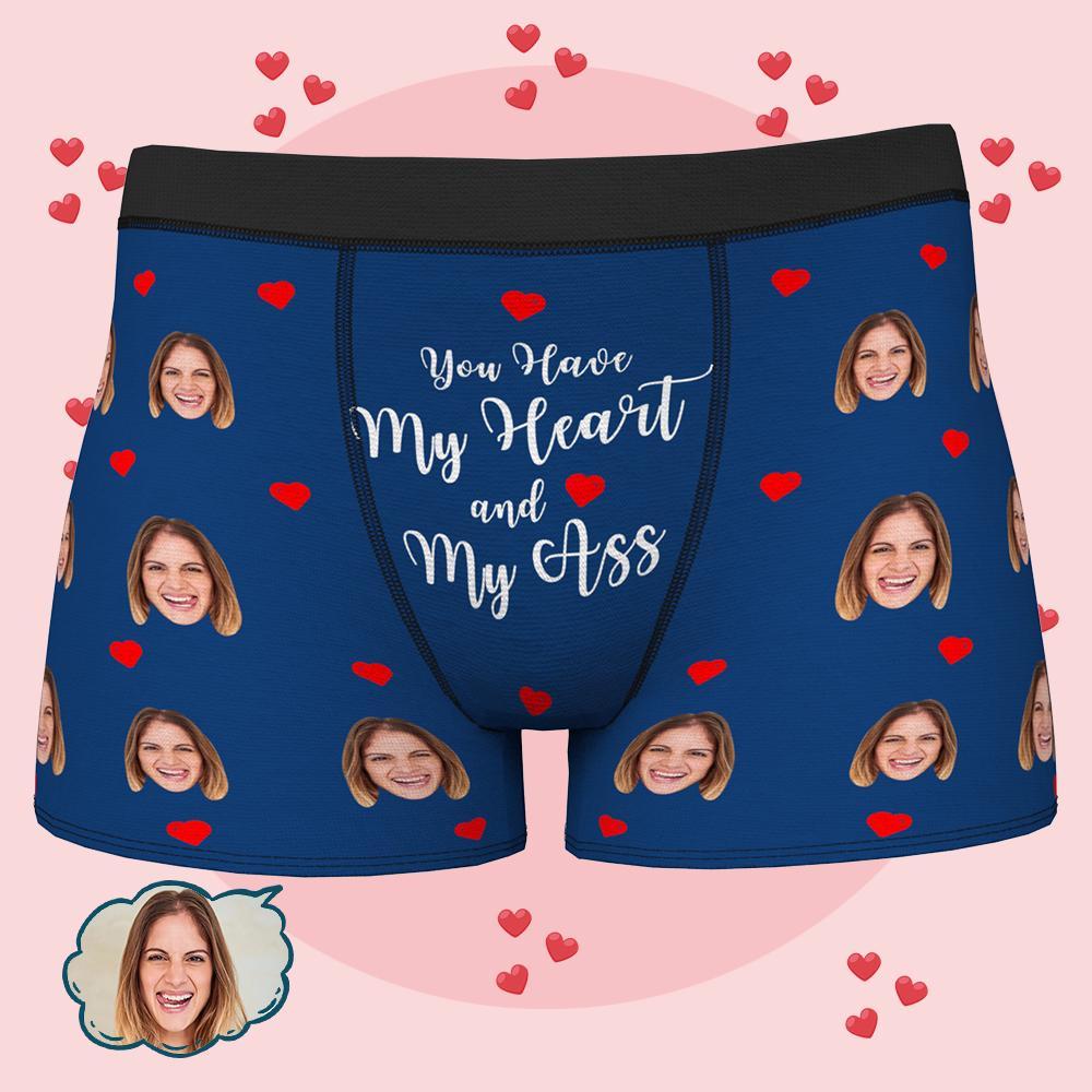 Personalised Funny Face Boxers Custom Photo Underwear Christmas Gift for Men-You Have My Heart and My Kiss - MyFaceBoxer