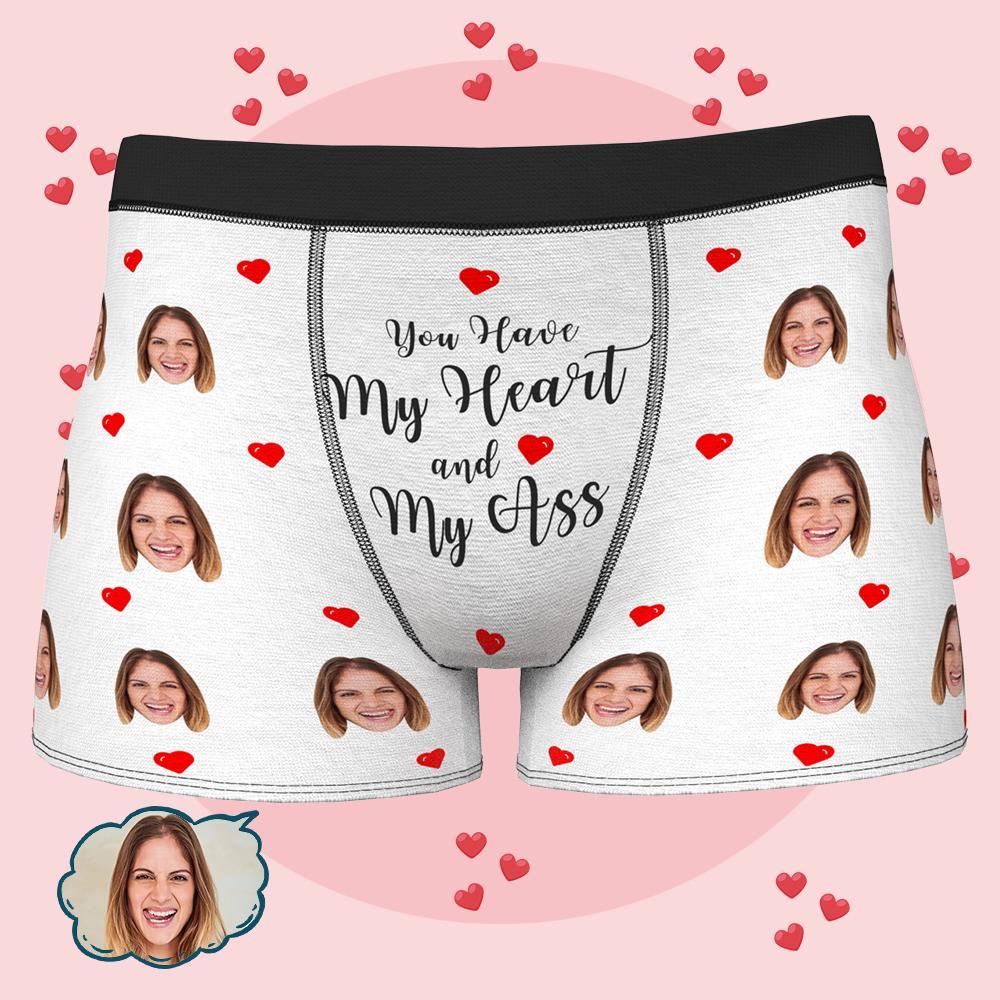 Personalised Funny Face Boxers Custom Photo Underwear Christmas Gift for Men-You Have My Heart and My Kiss - MyFaceBoxer