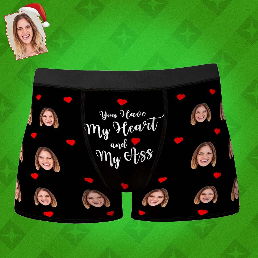 Personalised Funny Face Boxers Custom Photo Underwear Christmas Gift for Men-You Have My Heart and My Kiss - MyFaceBoxer