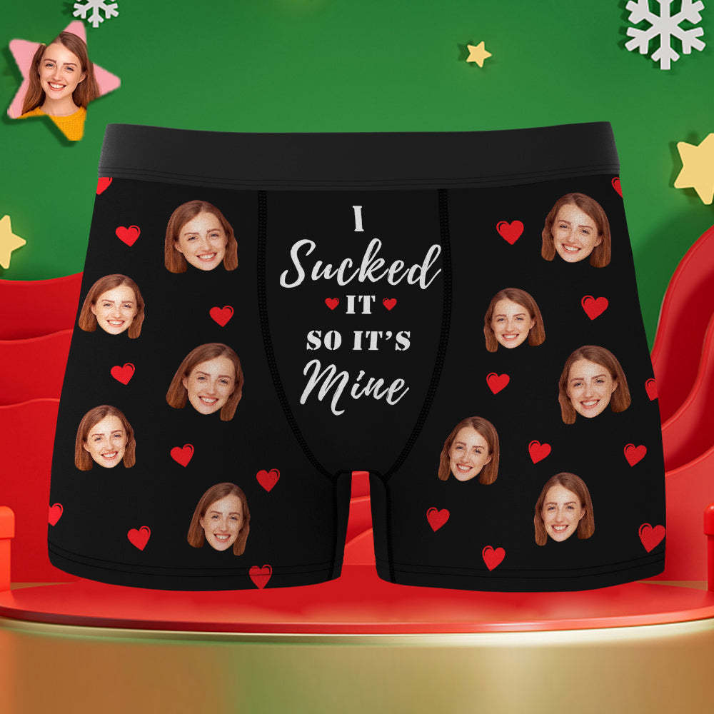 Custom Men's Face Underwear Heart Boxer Briefs Christmas Gifts for Him - MyFaceBoxer