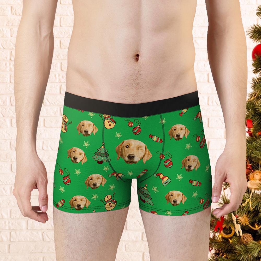 Men Custom Boxers Christmas Personalized Boxer Pet Face Shorts Gift for Him - MyFaceBoxer