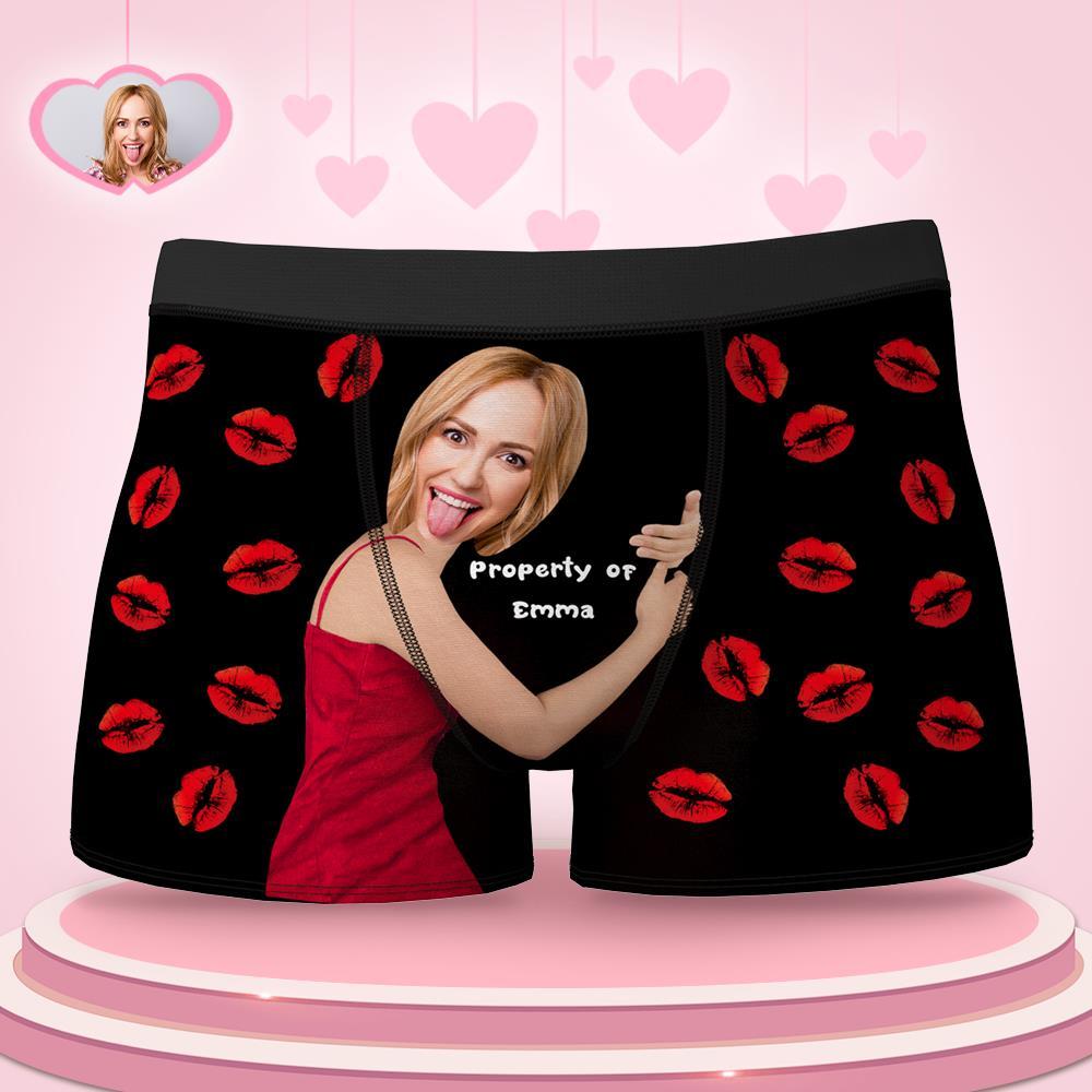 Custom Love Hug Property Of Name Boxers Personalized Face Boxers Briefs Christmas Gift - MyFaceBoxer