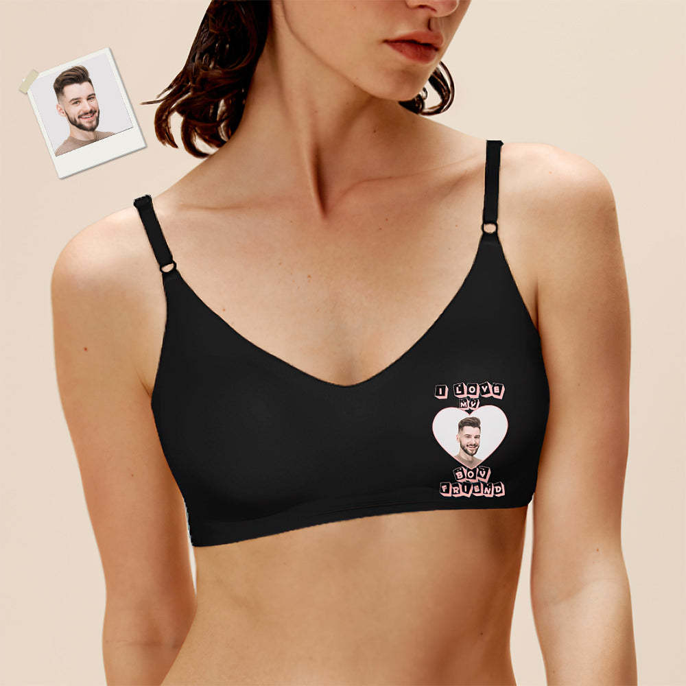Custom Photo Women Seamless Lingerie Personalized Women's Camisole Underwear I Love My Boyfriend - MyFaceBoxer