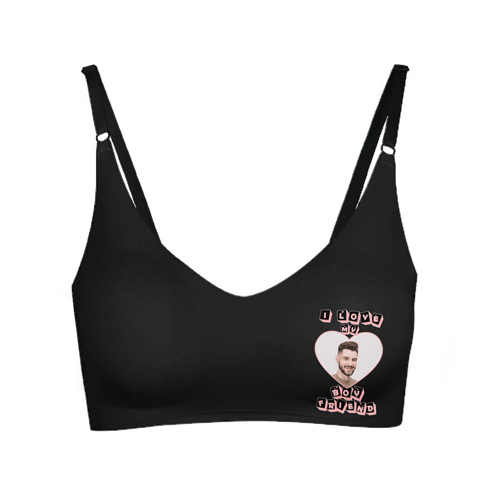 Custom Photo Women Seamless Lingerie Personalized Women's Camisole Underwear I Love My Boyfriend - MyFaceBoxer