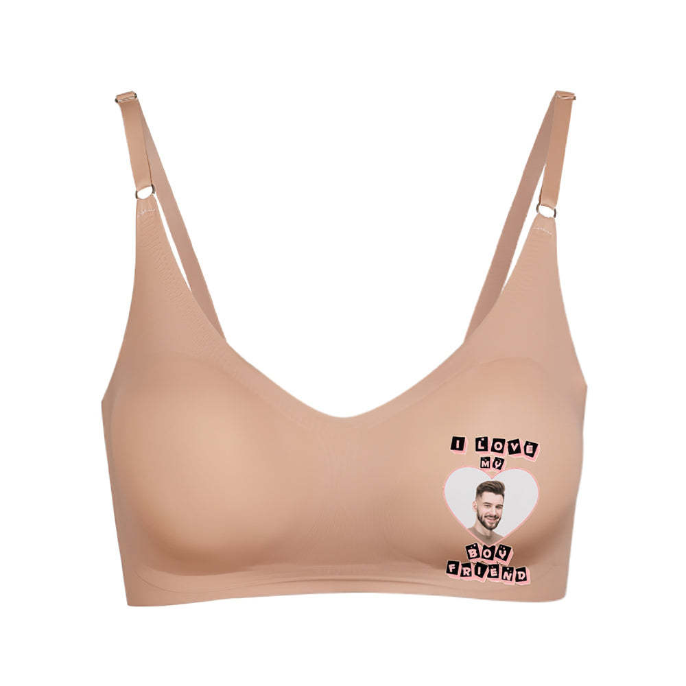 Custom Photo Women Seamless Lingerie Personalized Women's Camisole Underwear I Love My Boyfriend - MyFaceBoxer