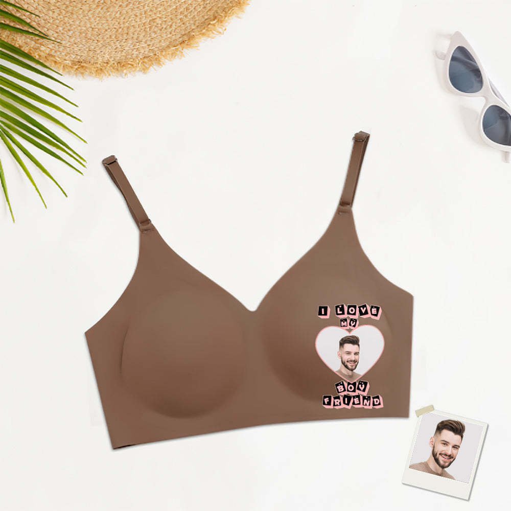 Custom Photo Women Seamless Lingerie Personalized Women's Camisole Underwear I Love My Boyfriend - MyFaceBoxer