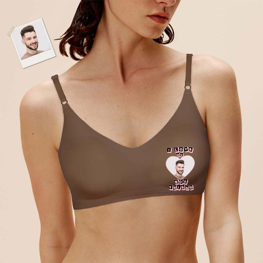 Custom Photo Women Seamless Lingerie Personalized Women's Camisole Underwear I Love My Boyfriend - MyFaceBoxer