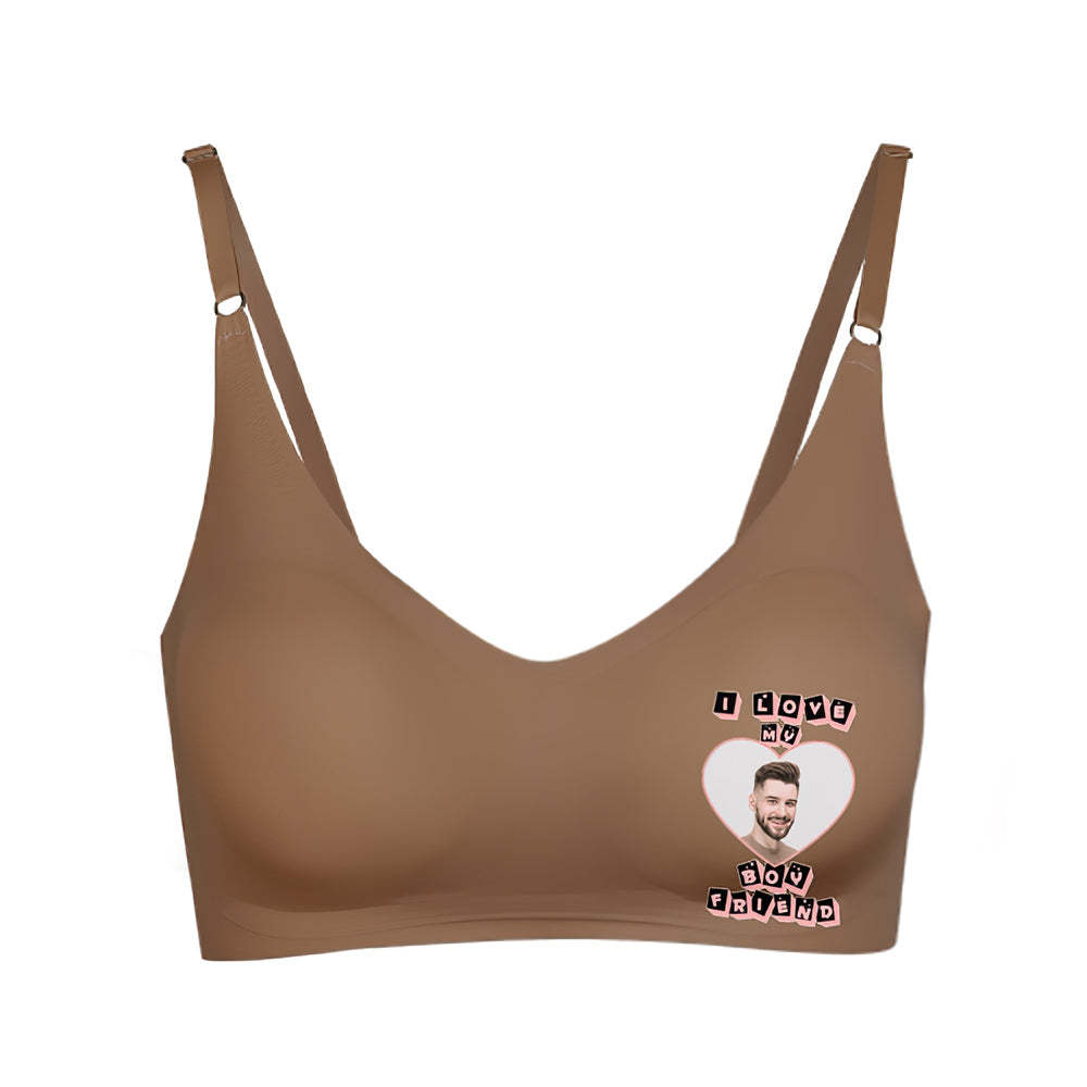 Custom Photo Women Seamless Lingerie Personalized Women's Camisole Underwear I Love My Boyfriend - MyFaceBoxer