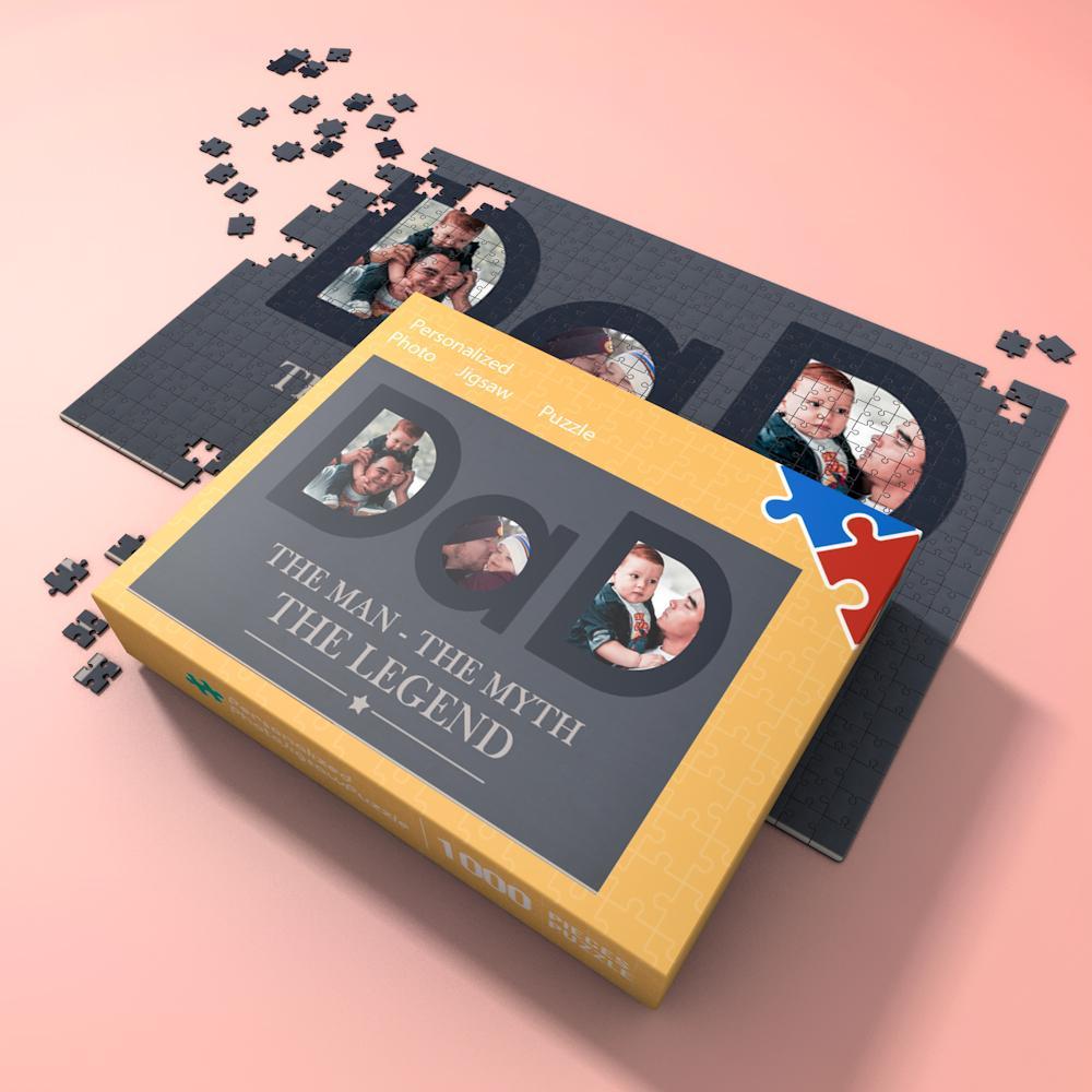 Custom Photo Jigsaw Puzzle Gift for Dad or Husband Best Indoor Gifts 300-1000 pieces - MyFaceBoxer