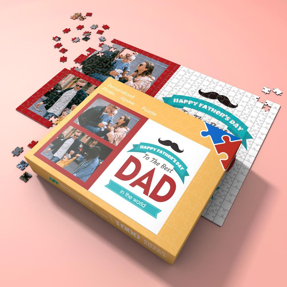 Custom Photo Jigsaw Puzzle Best Indoor Gifts 300-1000 pieces To The Best Dad - MyFaceBoxer