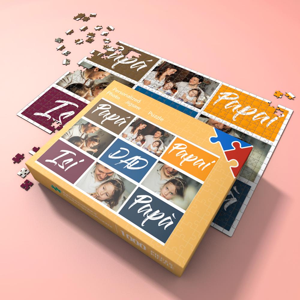 Custom Photo Jigsaw Puzzle Unique Father's Day Gift from Kids Best Indoor Gifts 300-1000 pieces Family Portrait	 - MyFaceBoxer