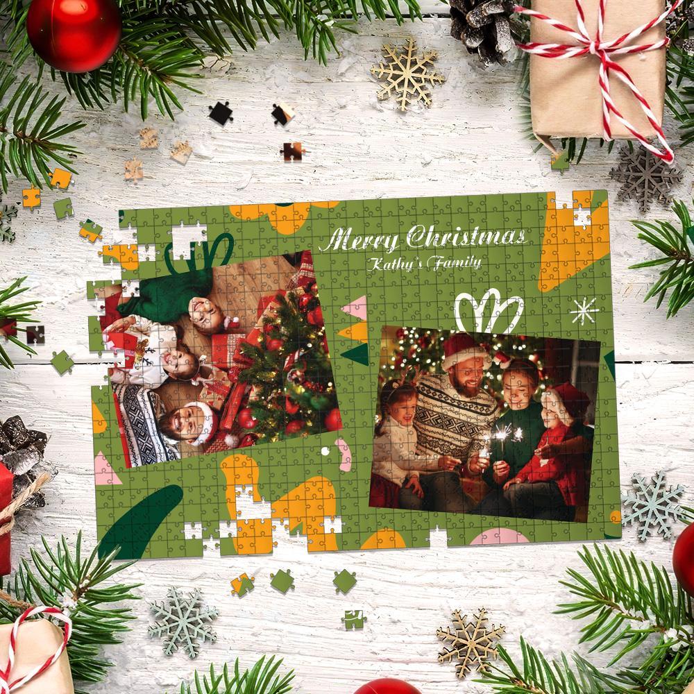 Blessing Christmas Custom Photo and Name Puzzle 35, 150, 300, 500, 1000 Piece - MyFaceBoxer