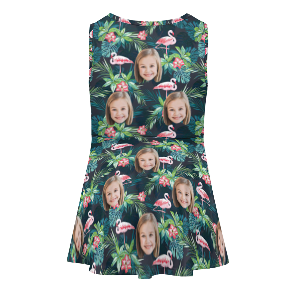 Custom Face Dress Personalized Summer Hawaiian Girls'Dresses Flamingo Flower - MyFaceBoxer