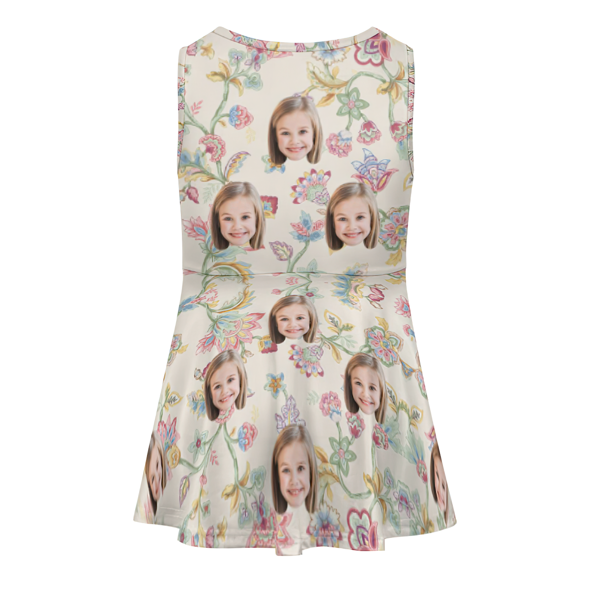 Custom Face Dress Personalized Summer Hawaiian Girls'Dresses Pink Flowers - MyFaceBoxer
