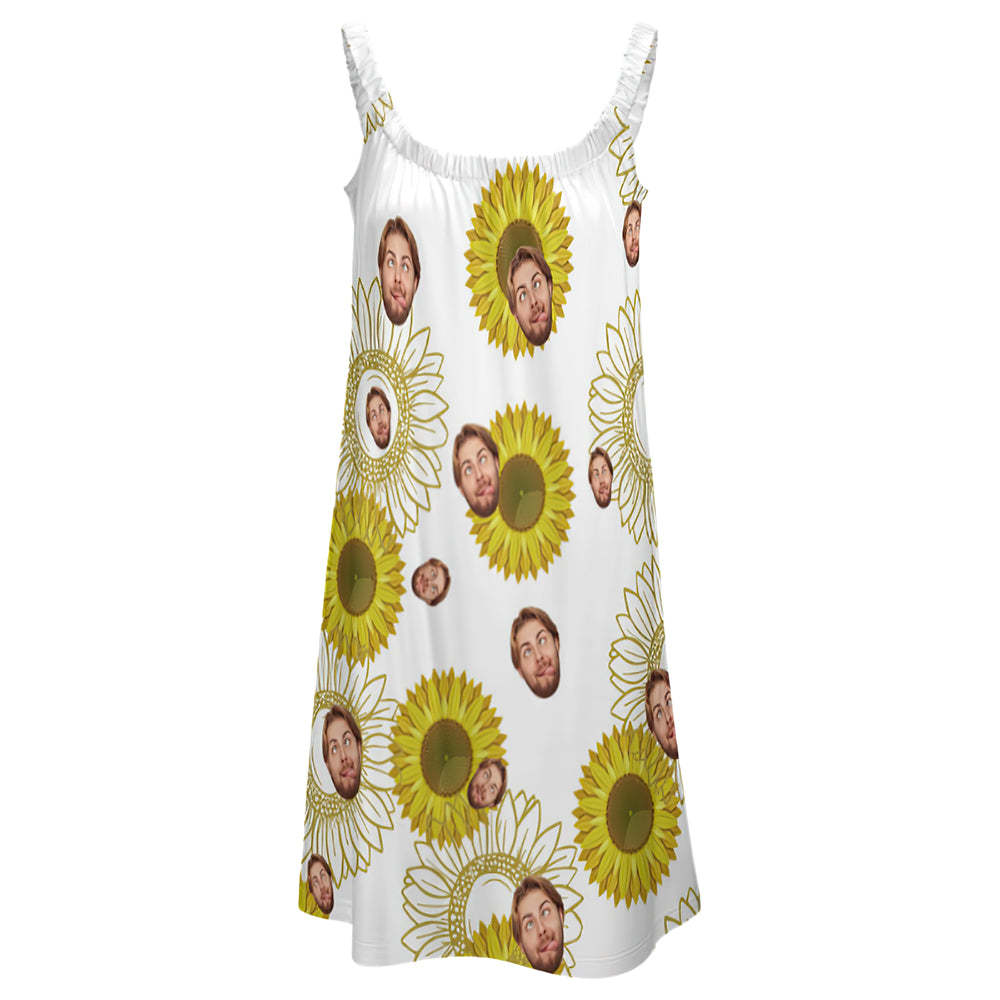 Custom Face Daytime Sleep Dress Personalized Photo Women Long Nightdress Sunflower - MyFaceBoxer