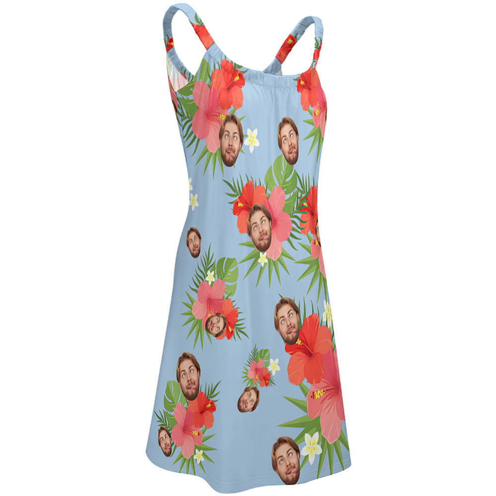 Custom Face Daytime Sleep Dress Personalized Photo Women Long Nightdress Flowers - MyFaceBoxer