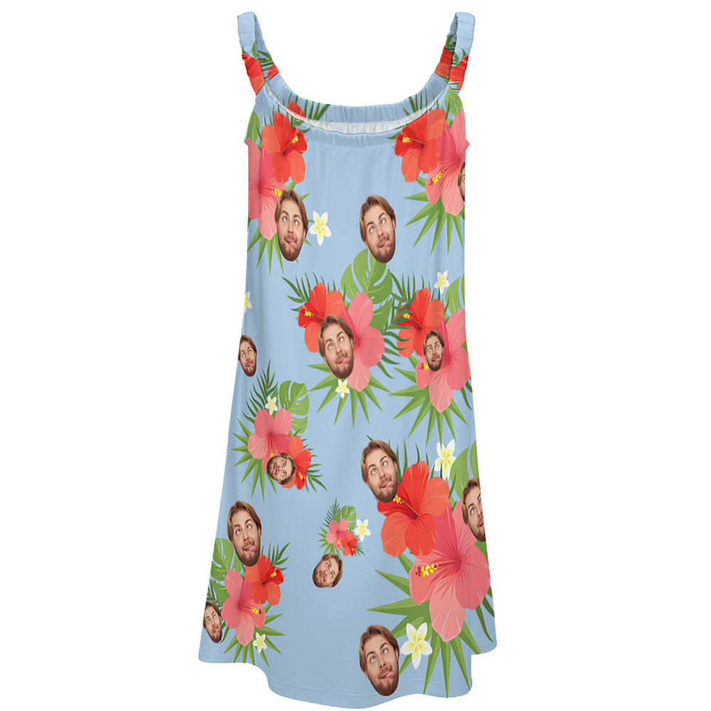 Custom Face Daytime Sleep Dress Personalized Photo Women Long Nightdress Flowers - MyFaceBoxer