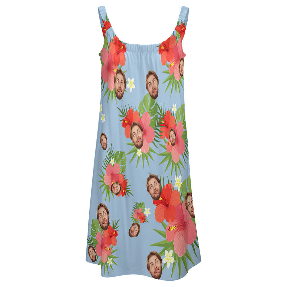 Custom Face Daytime Sleep Dress Personalized Photo Women Long Nightdress Flowers - MyFaceBoxer