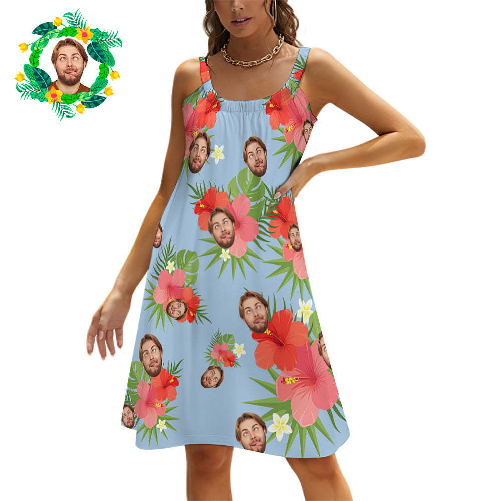 Custom Face Daytime Sleep Dress Personalized Photo Women Long Nightdress Flowers - MyFaceBoxer