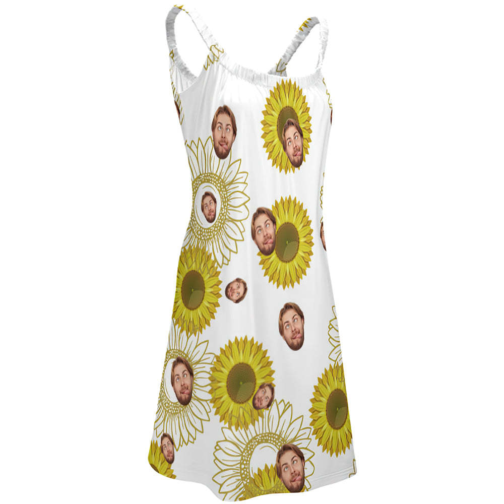 Custom Face Daytime Sleep Dress Personalized Photo Women Long Nightdress Sunflower - MyFaceBoxer