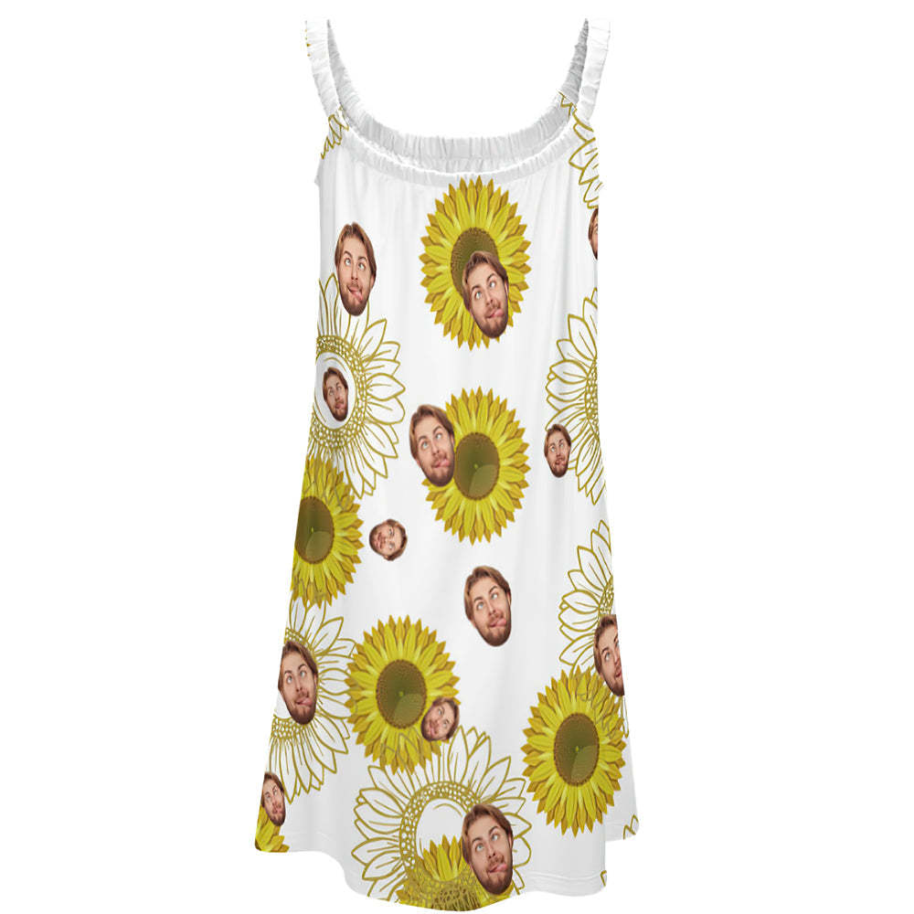 Custom Face Daytime Sleep Dress Personalized Photo Women Long Nightdress Sunflower - MyFaceBoxer