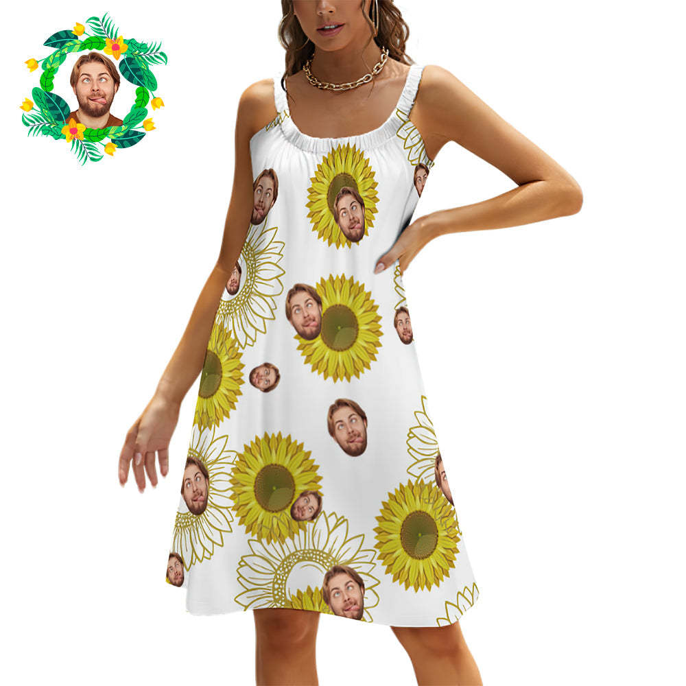 Custom Face Daytime Sleep Dress Personalized Photo Women Long Nightdress Sunflower - MyFaceBoxer