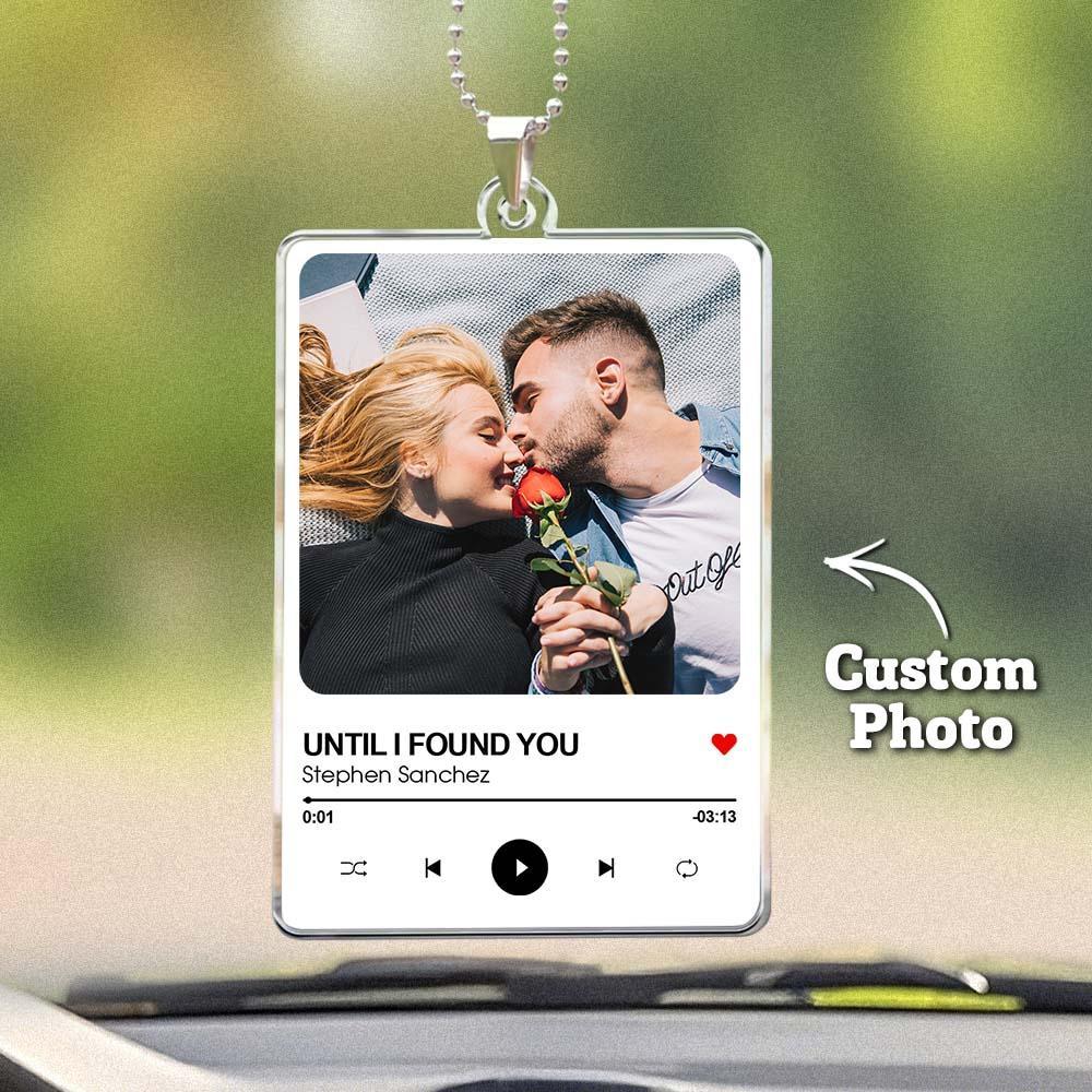Personalized Photo Rear View Mirror Accessory Favorite Song Title