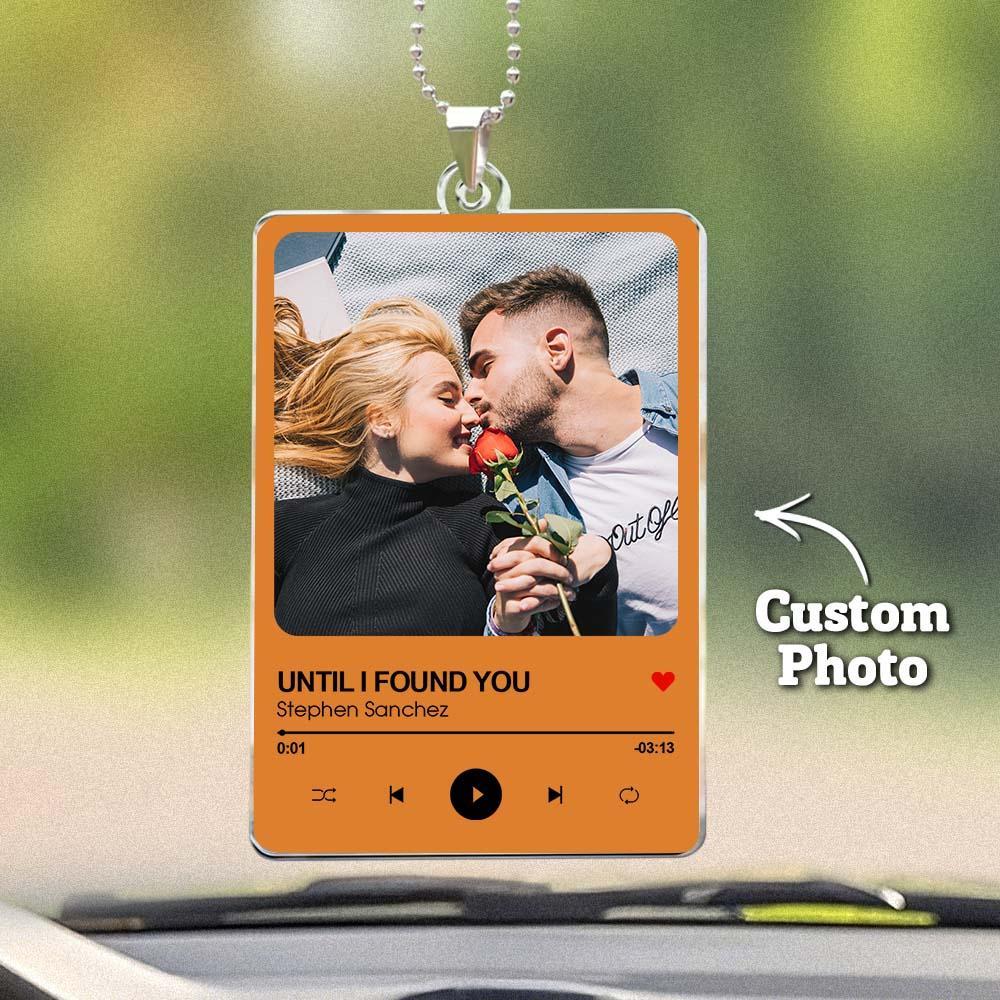 Personalized Photo Rear View Mirror Accessory Favorite Song Title