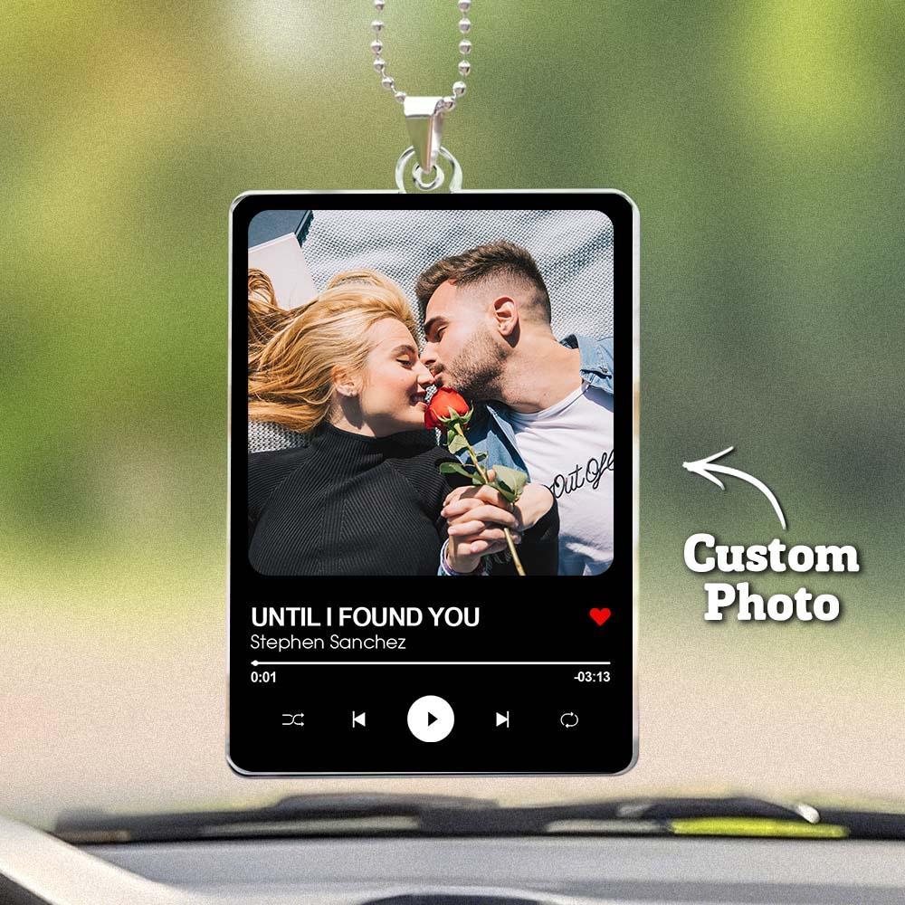 Personalized Photo Rear View Mirror Accessory Favorite Song Title