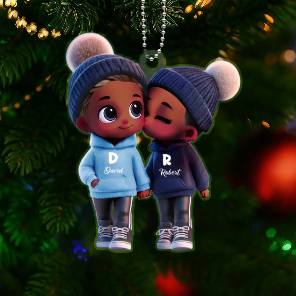 Custom Acrylic Car Hanger Cute Couple Kissing Moment Personalized Name Gift for Him & Her