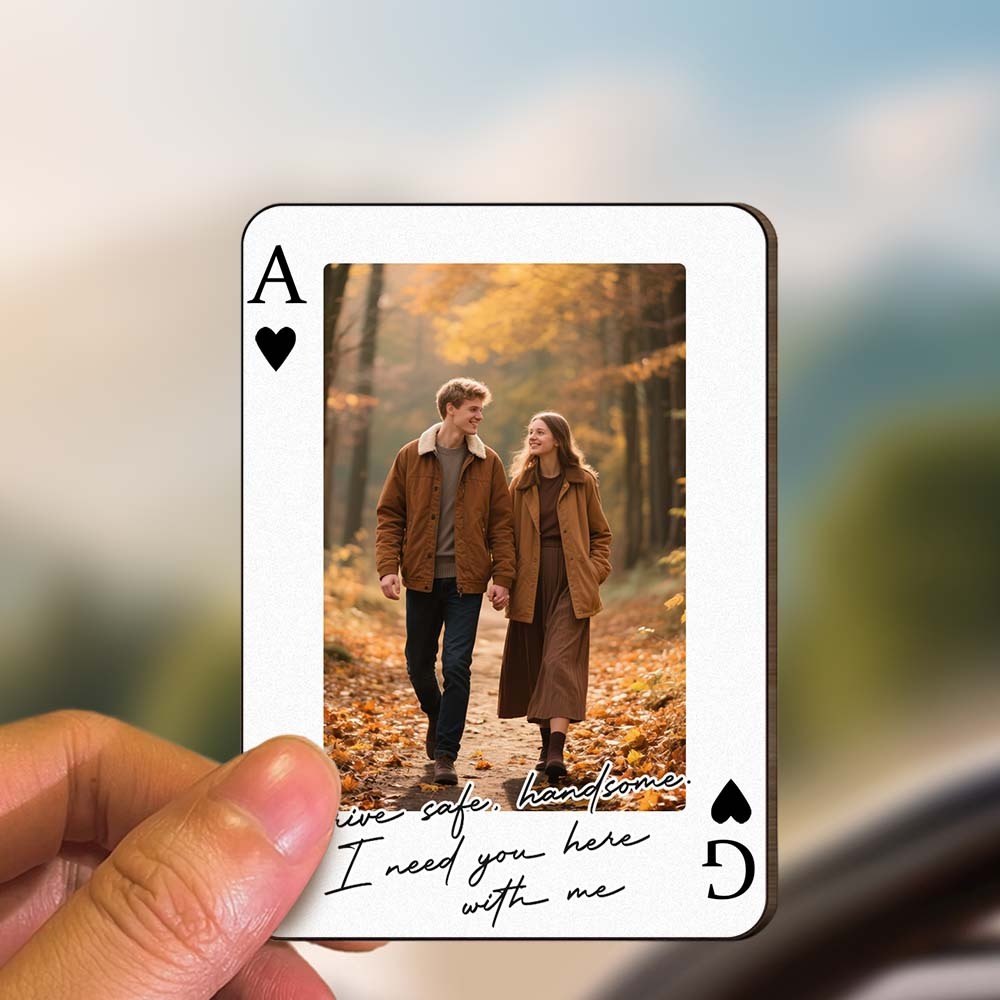 King & Queen Custom Couples Photo Drive Safe I Love You We're A Perfect Pair - Personalized Wooden Photo Car Visor Clip