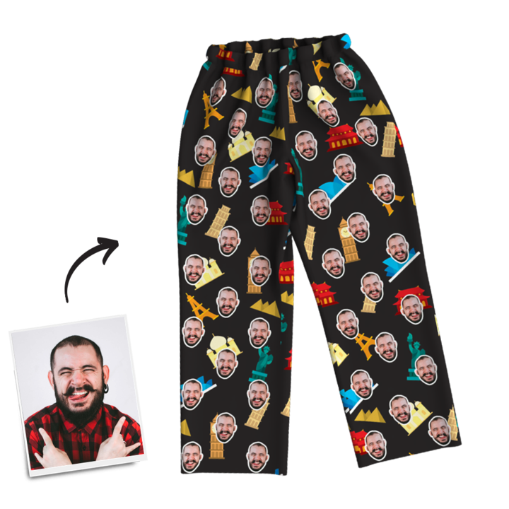 Custom Face Pajamas Long Sleeve Photo Pajamas, Nightwear - MyFaceBoxer