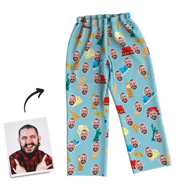 Custom Face Pajamas Long Sleeve Photo Pajamas, Nightwear - MyFaceBoxer