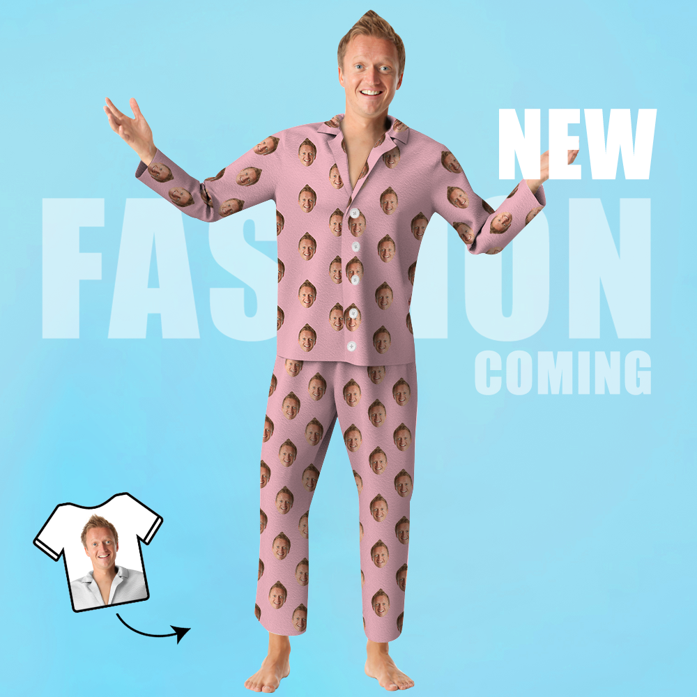 Custom Face Pajamas Photo Unisex Homewear Long Sleeve Sleepwear - Dad Face Gift - MyFaceBoxer