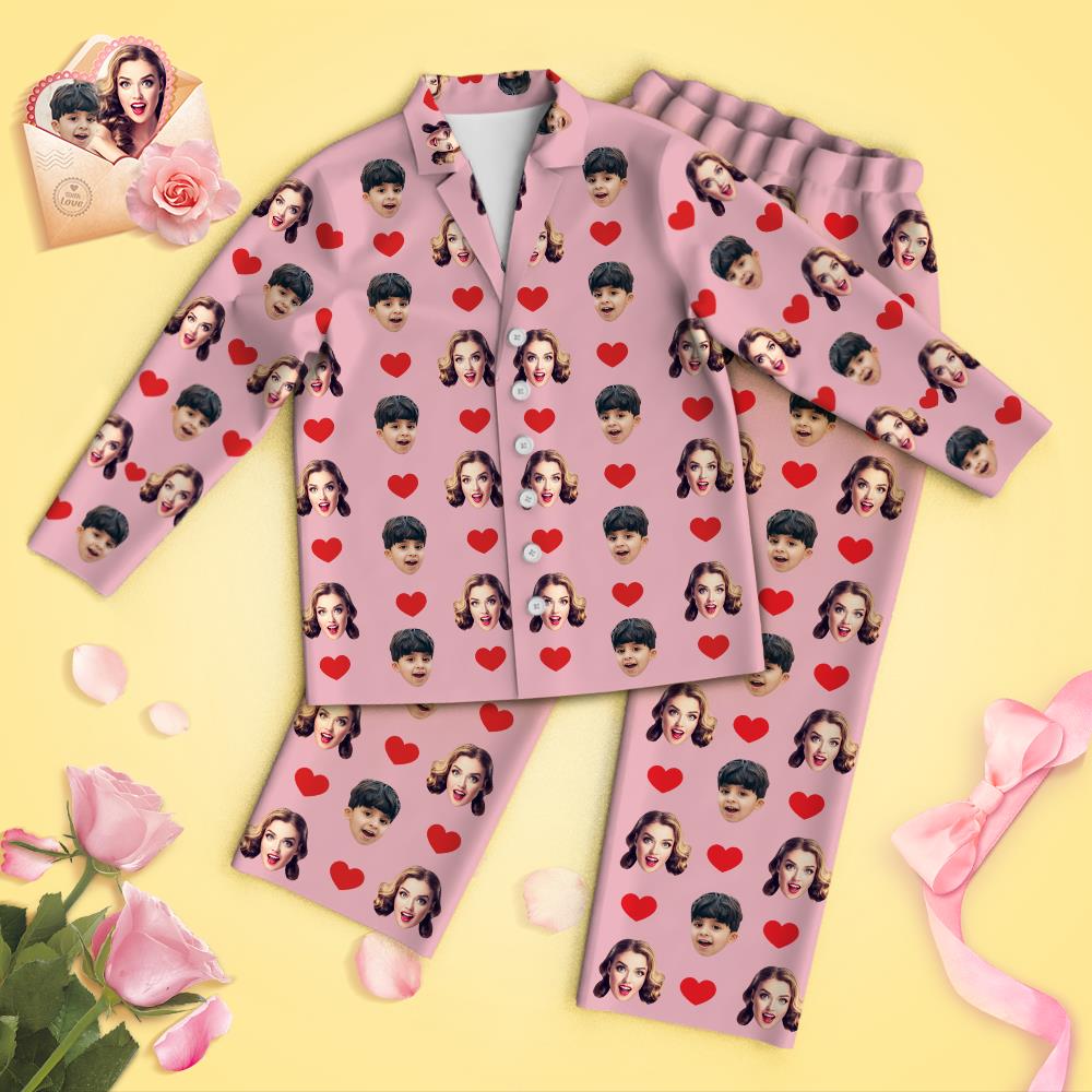 Custom Face Heart Pyjamas Gift for Mom - Mother's Day Gift
