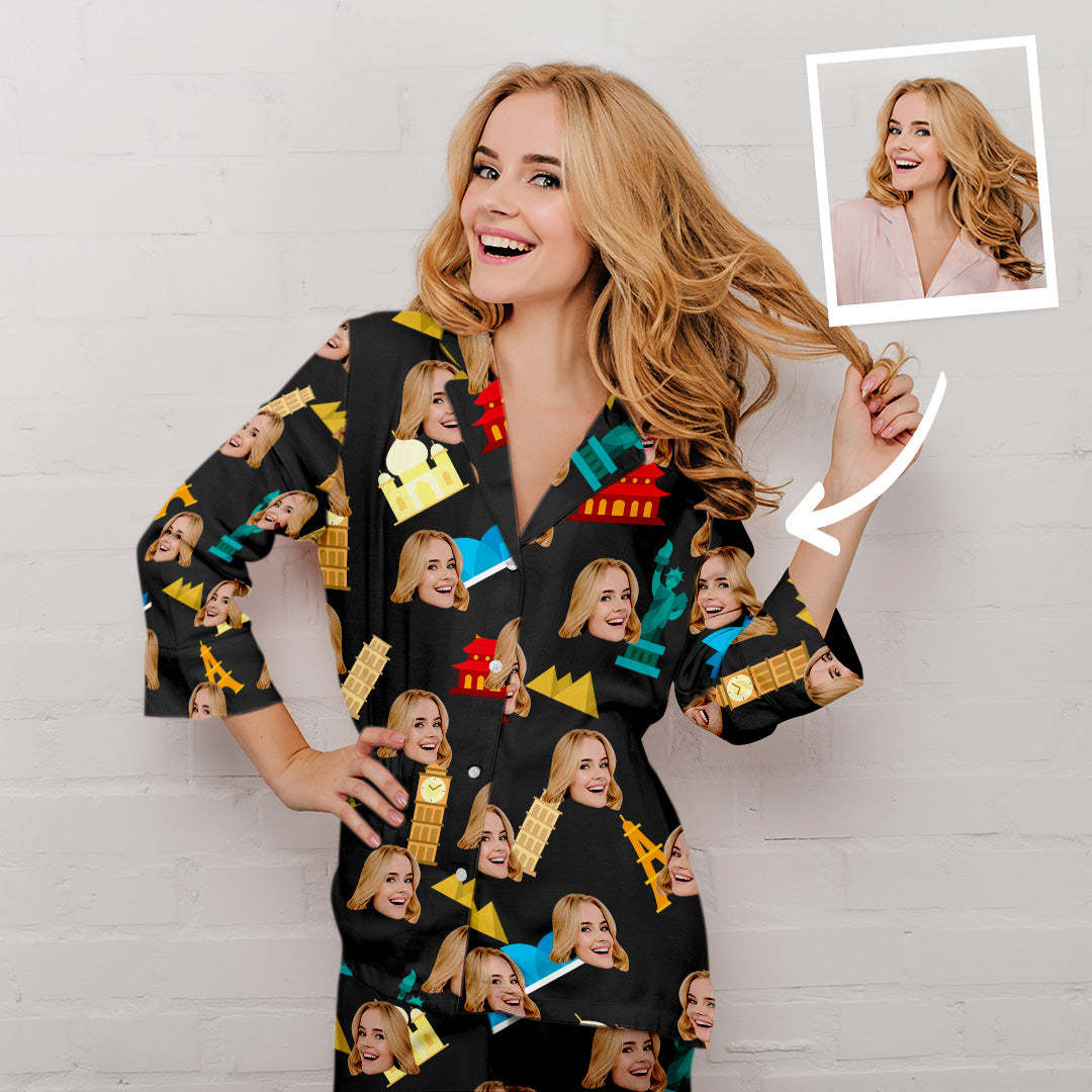 Custom Face Pajamas Long Sleeve Photo Pajamas, Nightwear - MyFaceBoxer