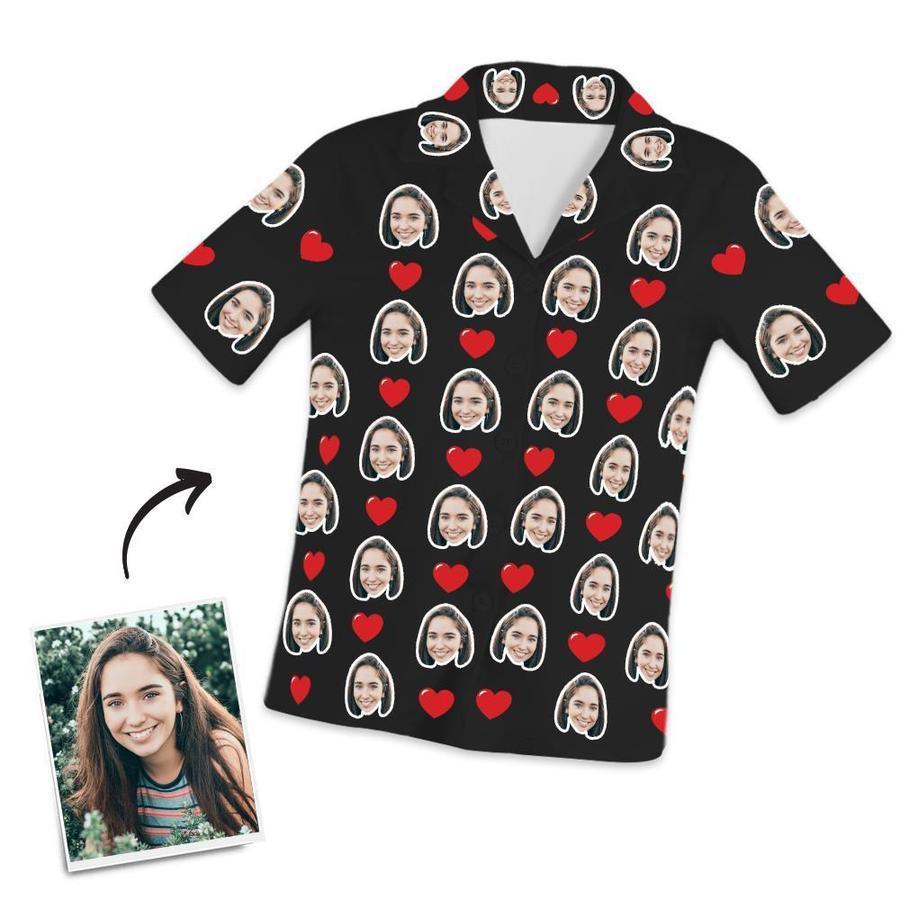 Custom Heart Short Sleeved And Pants With Face Pajamas - MyFaceBoxer