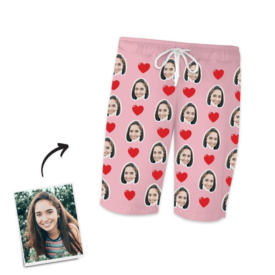 Custom Heart Short Sleeved And Pants With Face Pajamas - MyFaceBoxer