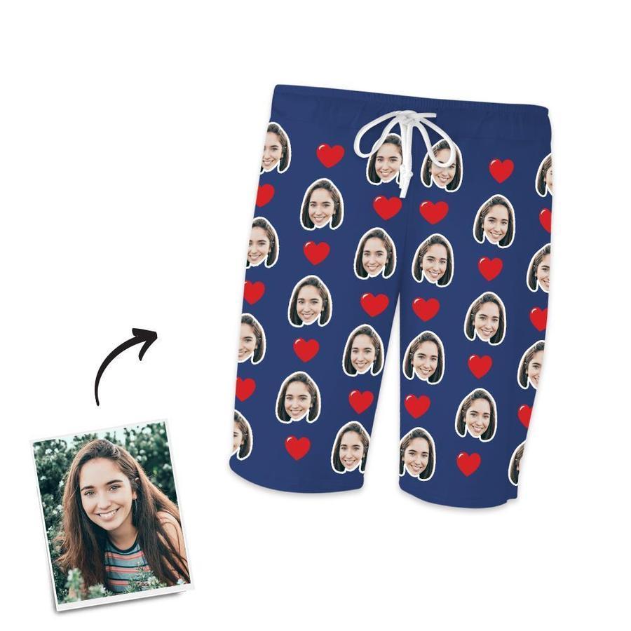 Custom Heart Short Sleeved And Pants With Face Pajamas - MyFaceBoxer