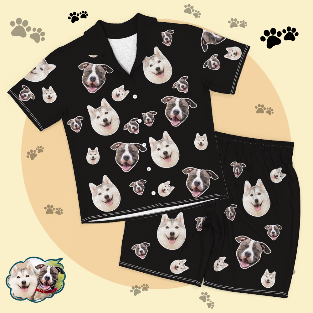 Custom Dog Face Pajamas Short Sleeved Shirtand Pants - MyFaceBoxer